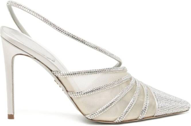 René Caovilla crystal-embellished 100mm sandals Silver