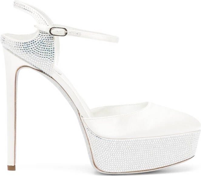 René Caovilla crystal-embellished 137mm sandals White
