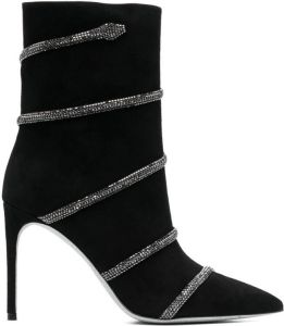 René Caovilla crystal-embellished ankle boots Black