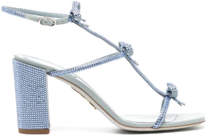 René Caovilla crystal-embellished bow-detail sandals Blue