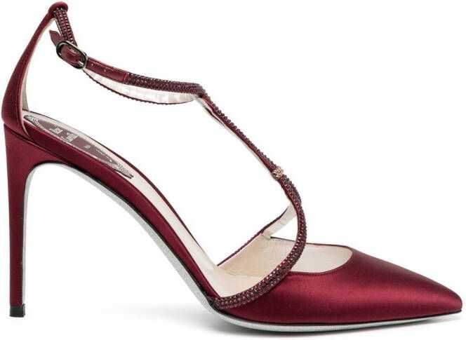 René Caovilla crystal-embellished high-heel pumps Red