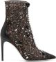 René Caovilla crystal-embellished lace ankle boots Black - Thumbnail 1