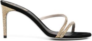 René Caovilla crystal-embellished leather 80mm sandals Black