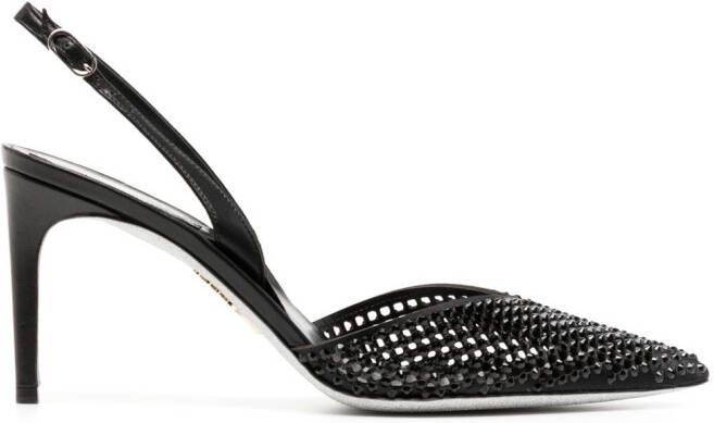 René Caovilla crystal-embellished pointed-toe sandals Black