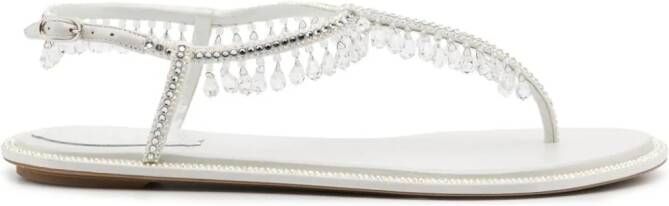 René Caovilla crystal-embellished sandals White