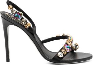 René Caovilla crystal-embellished slingback sandals Black