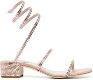 René Caovilla crystal-embellished strappy sandals Pink