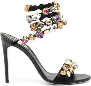 René Caovilla crystal-embellished wraparound sandals Black