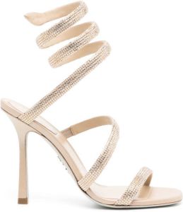 René Caovilla crystal-embellished wraparound sandals Gold