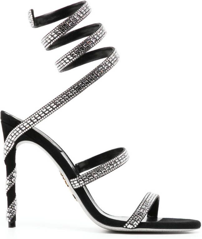 René Caovilla crystal-embellished wraparound-style sandals Black