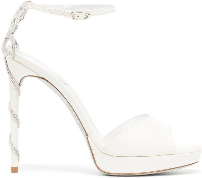 René Caovilla crystal-snake strap 120mm sandals White