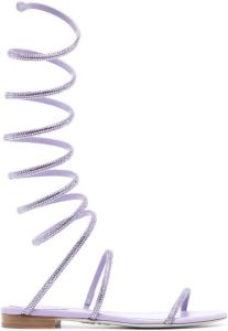 René Caovilla crystal wrap-strap sandals Purple