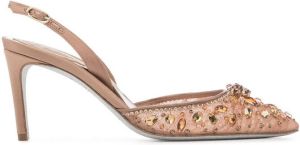 René Caovilla embellished pointed pumps Brown