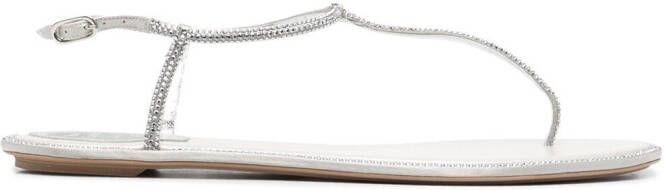 René Caovilla gem-studded T-bar sandals Silver