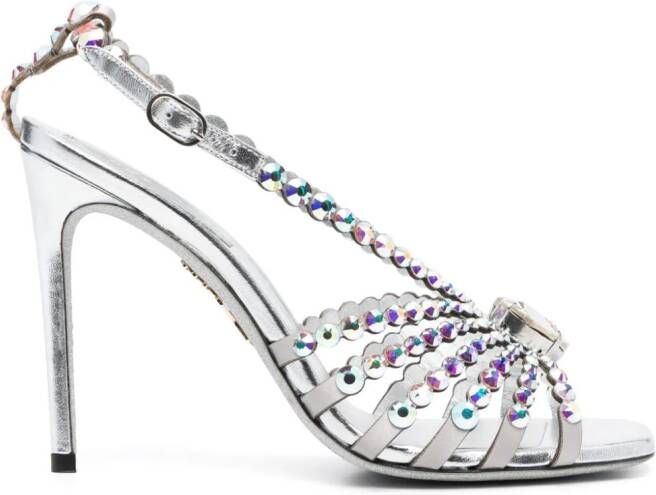 René Caovilla Heart Cinderella 105mm leather sandals Grey