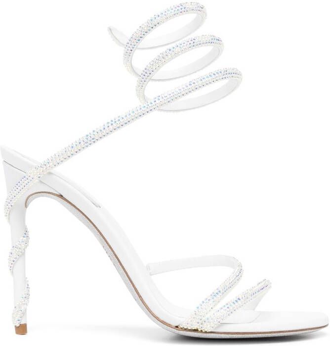 René Caovilla jewelled stiletto sandals White