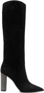 René Caovilla knee-high pointed-toe boots Black