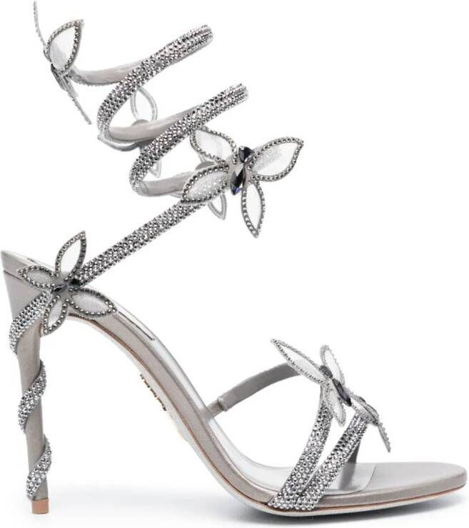 René Caovilla Margot 105mm crystal-embellished sandals Grey