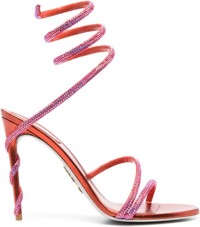 René Caovilla Margot 105mm crystal-embellished sandals Red