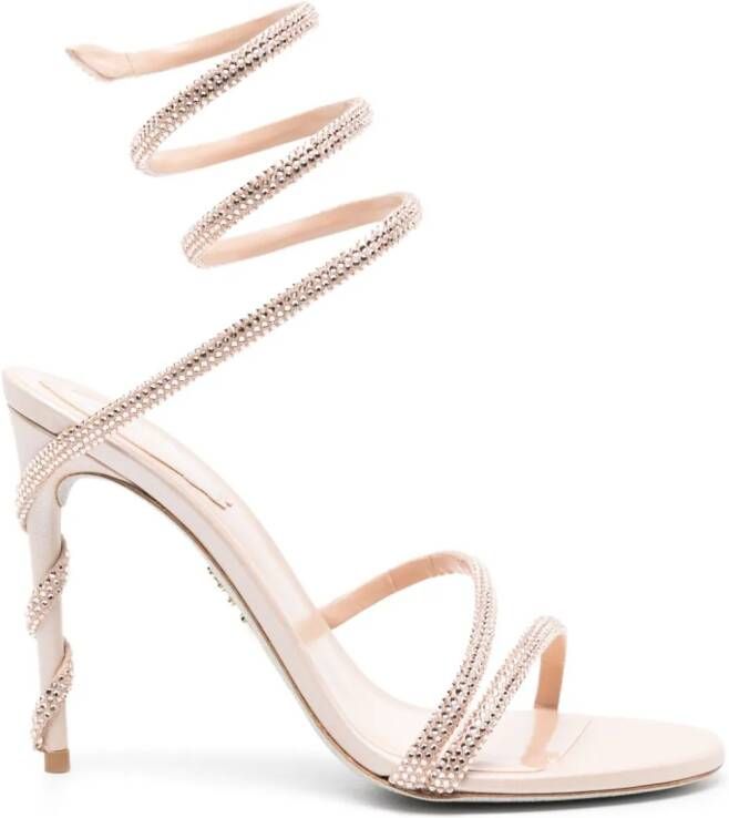 René Caovilla Margot 105mm crystal sandals Neutrals