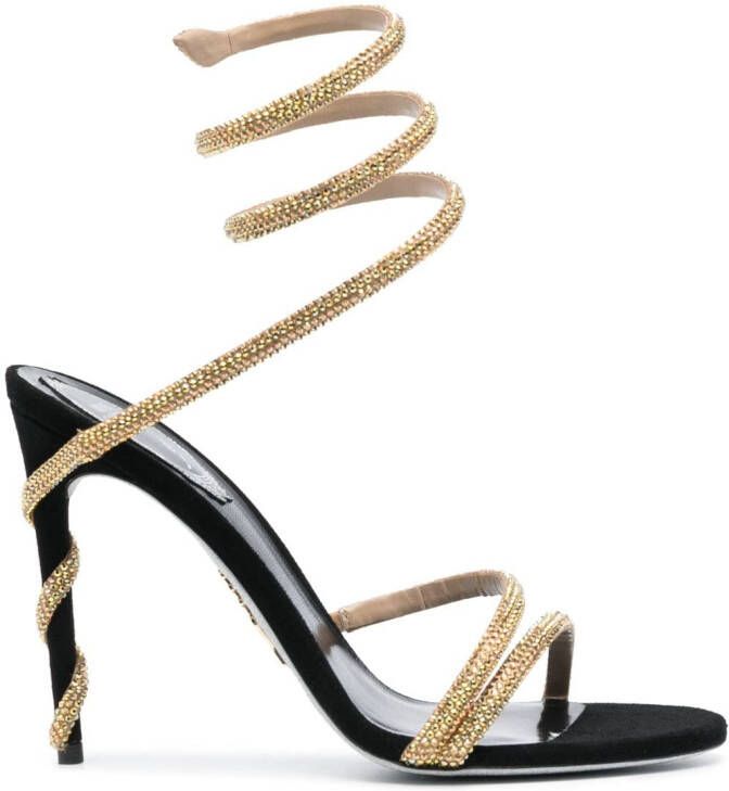 René Caovilla Margot 120mm leather sandals Gold