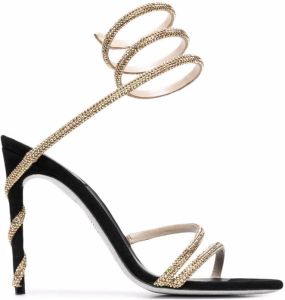 René Caovilla Margot crystal-embellished spiral sandals Black