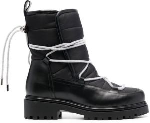 René Caovilla quilted lace-up ankle boots Black