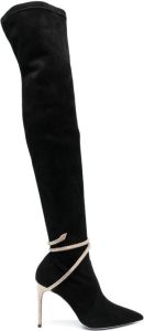 Rene Caovilla 115mm snake-embellished thigh-high boots Black