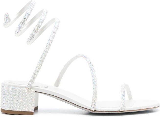 René Caovilla Cleo crystal-embellished 45mm sandals White