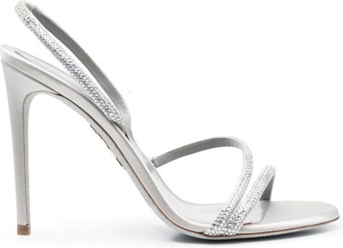 René Caovilla crystal-embellished slingback 110mm sandals Grey