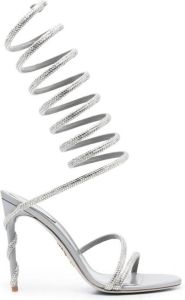 Rene Caovilla crystal-embellished wraparound 115mm sandals Grey