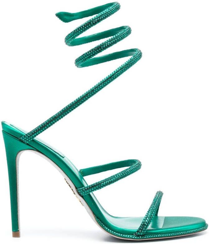 René Caovilla Cleo crystal-embellished 115mm sandals Green