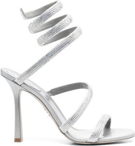 Rene Caovilla Cleo crystal-embellished 110mm sandals Grey