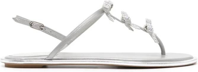 René Caovilla rhinestone-embellished leather sandals Silver