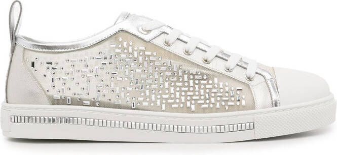 René Caovilla rhinestone embellished low-top sneakers White