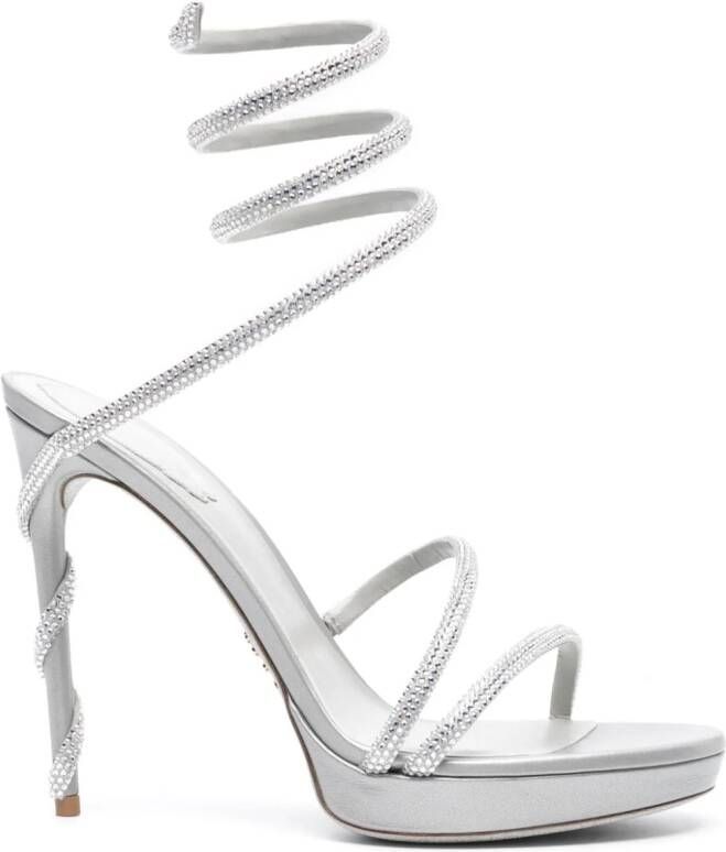 René Caovilla rhinestone-embellished spiral-bound sandals Silver