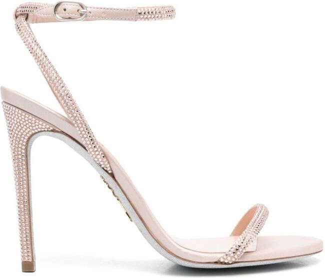 René Caovilla round-toe leather sandals Neutrals