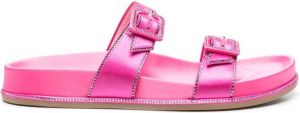 René Caovilla side buckle-fastening detail slides Pink