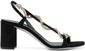 René Caovilla slingback jewelled sandals Black