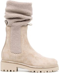 René Caovilla sock-style suede boots Brown