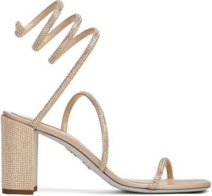 René Caovilla spiral-design block-heel sandals Brown