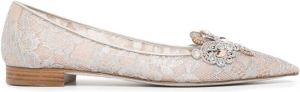 René Caovilla Veneziana lace ballerina shoes Silver