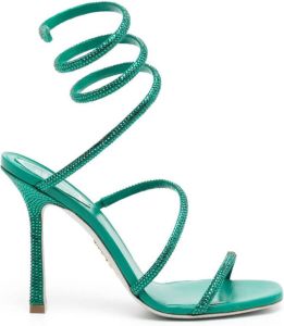 René Caovilla wraparound crystal-embellished sandals Green