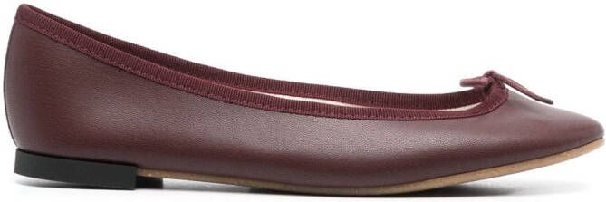 Repetto bow-detail leather ballerina shoes Brown