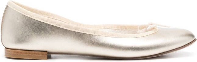 Repetto metallic bow-detail ballerina shoes Gold