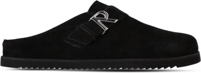 Represent Initial round-toe leather slippers Black