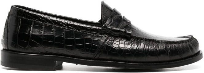 RHUDE crocodile-effect leather loafers Black