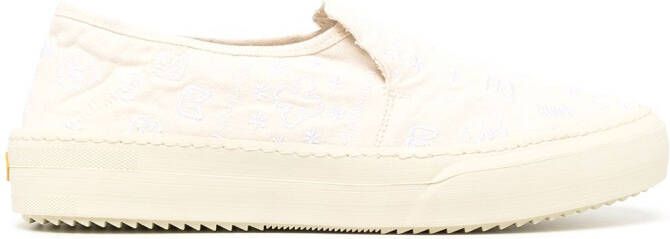 RHUDE embroidered-design slip-on sneakers White
