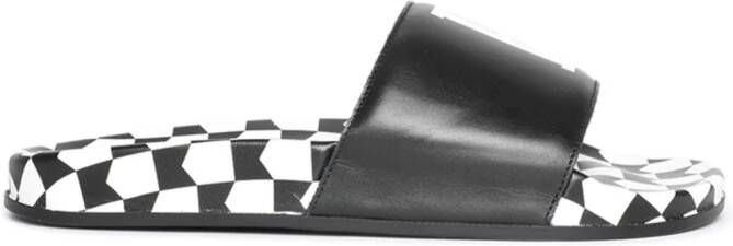 RHUDE logo-print leather slides Black