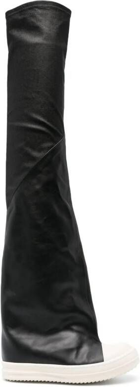 Rick Owens 30mm contrast-toe thigh-high boots Black